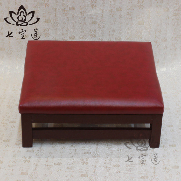 礼佛拜垫实木四脚皮拜垫拜佛垫跪垫方形皮拜椅佛垫拜佛凳 