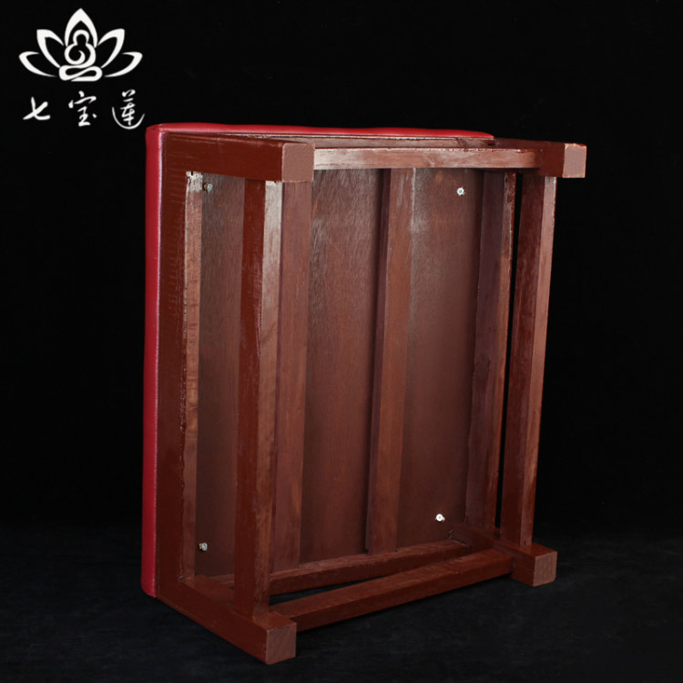 礼佛拜垫实木四脚皮拜垫拜佛垫跪垫方形皮拜椅佛垫拜佛凳 