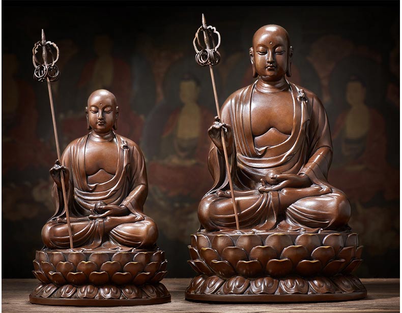 纯铜佛像 地藏王菩萨 娑婆三圣地藏菩萨佛像摆件 